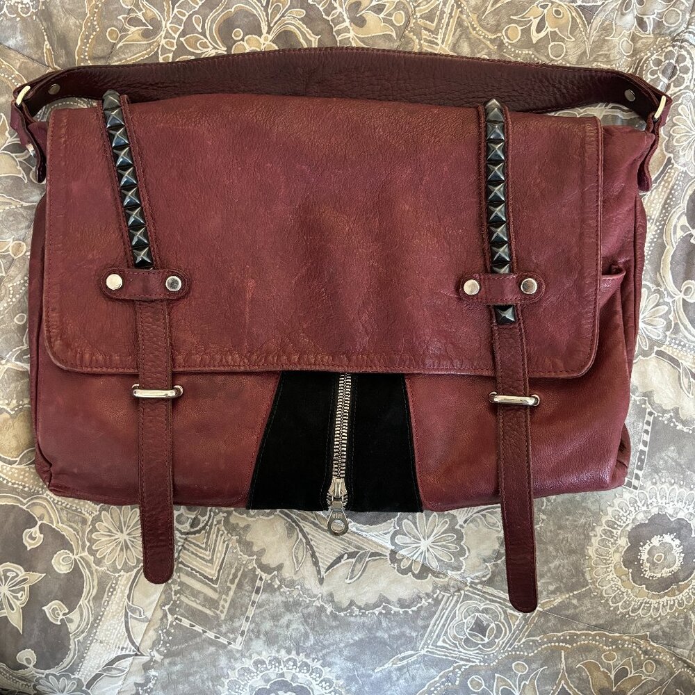 Tylie Malibu Burgundy Studded Shoulder Bag